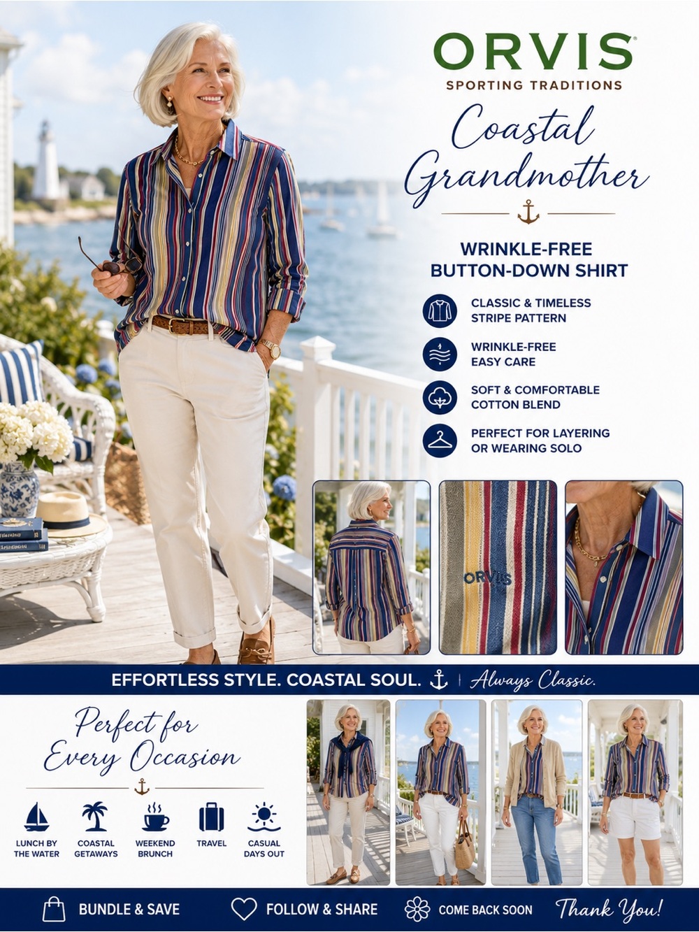 Orvis Sporting Traditions Wrinkle-Free Striped Button-Down Shirt